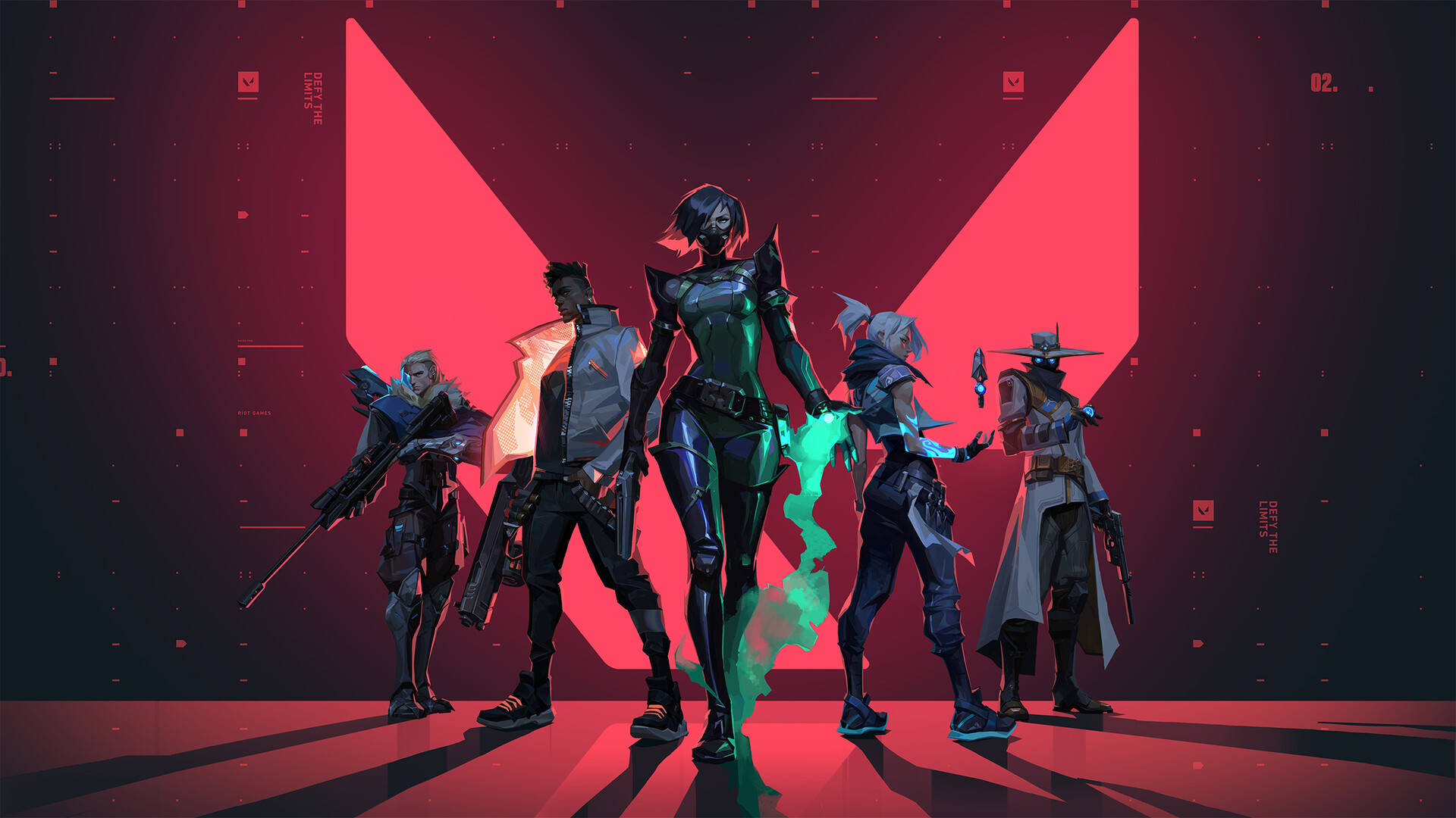 Valorant agent key art - professional stylized 3D character with high-fidelity materials and lighting showing the production quality of game-ready character art