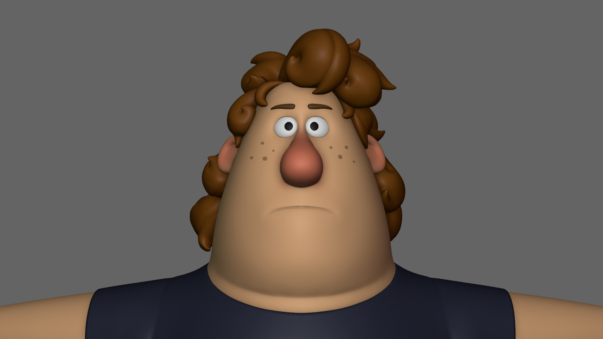 Phil character concept art from Sprite Fright showing a stylized 3D character design with strong silhouette, expressive features, and consistent visual identity across multiple views