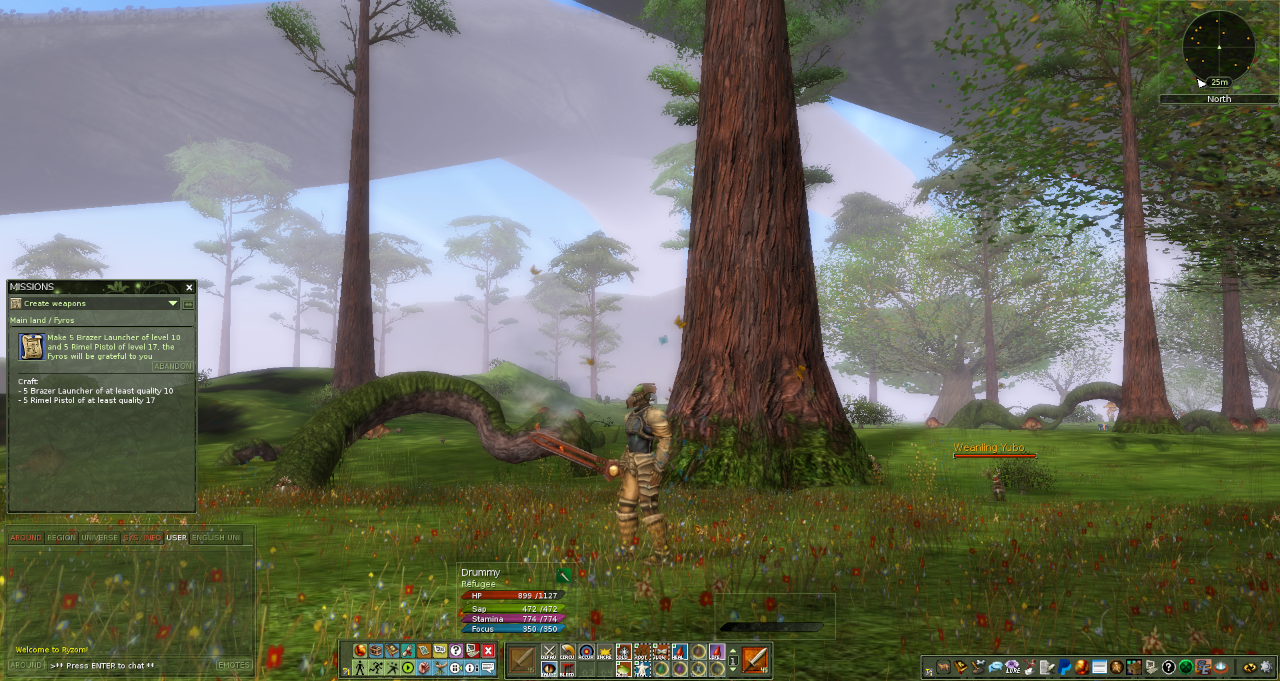Ryzom MMORPG screenshot showing diverse game art assets including characters, environments and visual effects from a professional game art studio