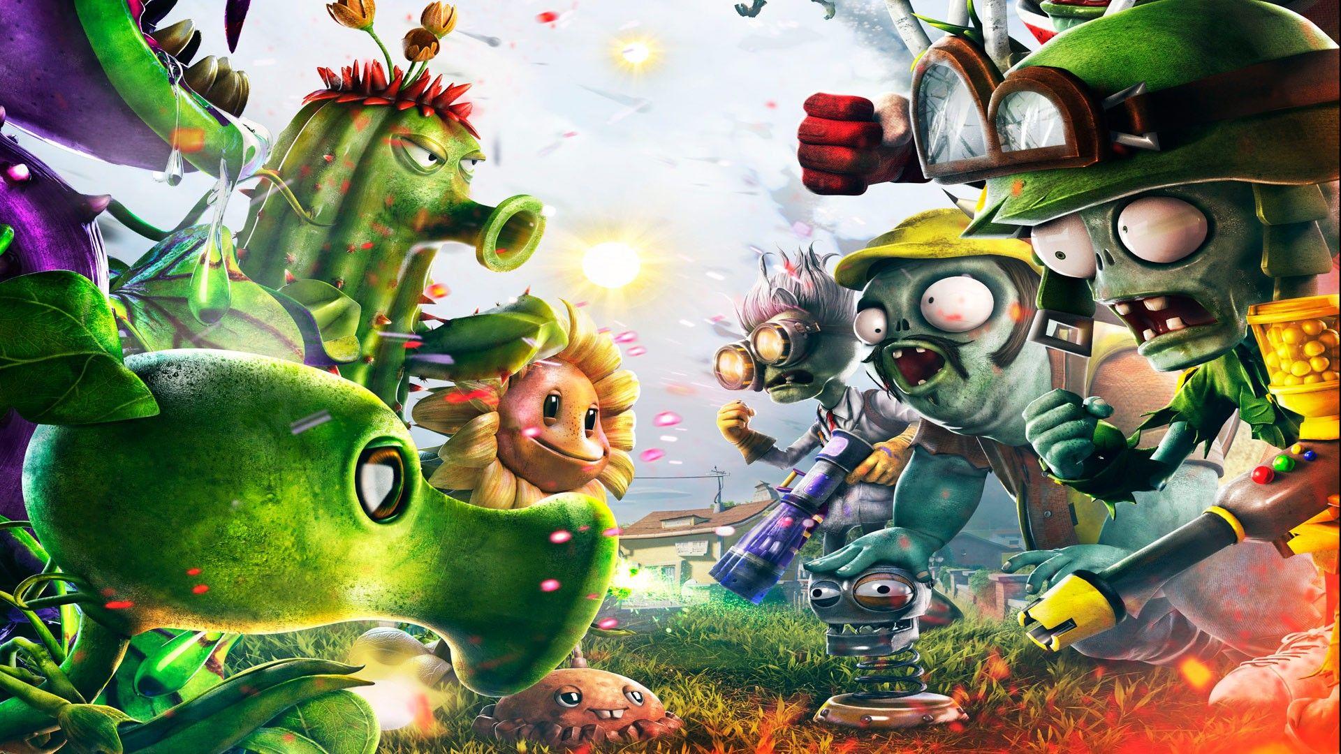 Plants vs. Zombies Garden Warfare promotional art - polished cartoon 3D character lineup illustrating the quality level accessible to indie developers through professional game art outsourcing