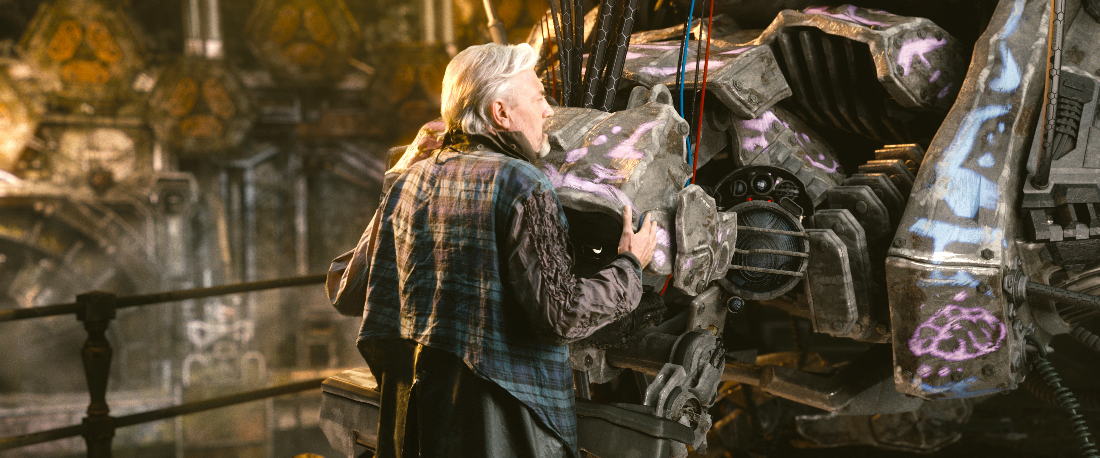 Cinematic frame from Tears of Steel showing a character in a dramatic sci-fi environment - the kind of detailed visual reference that anchors a well-written game art brief and aligns studio expectations from day one