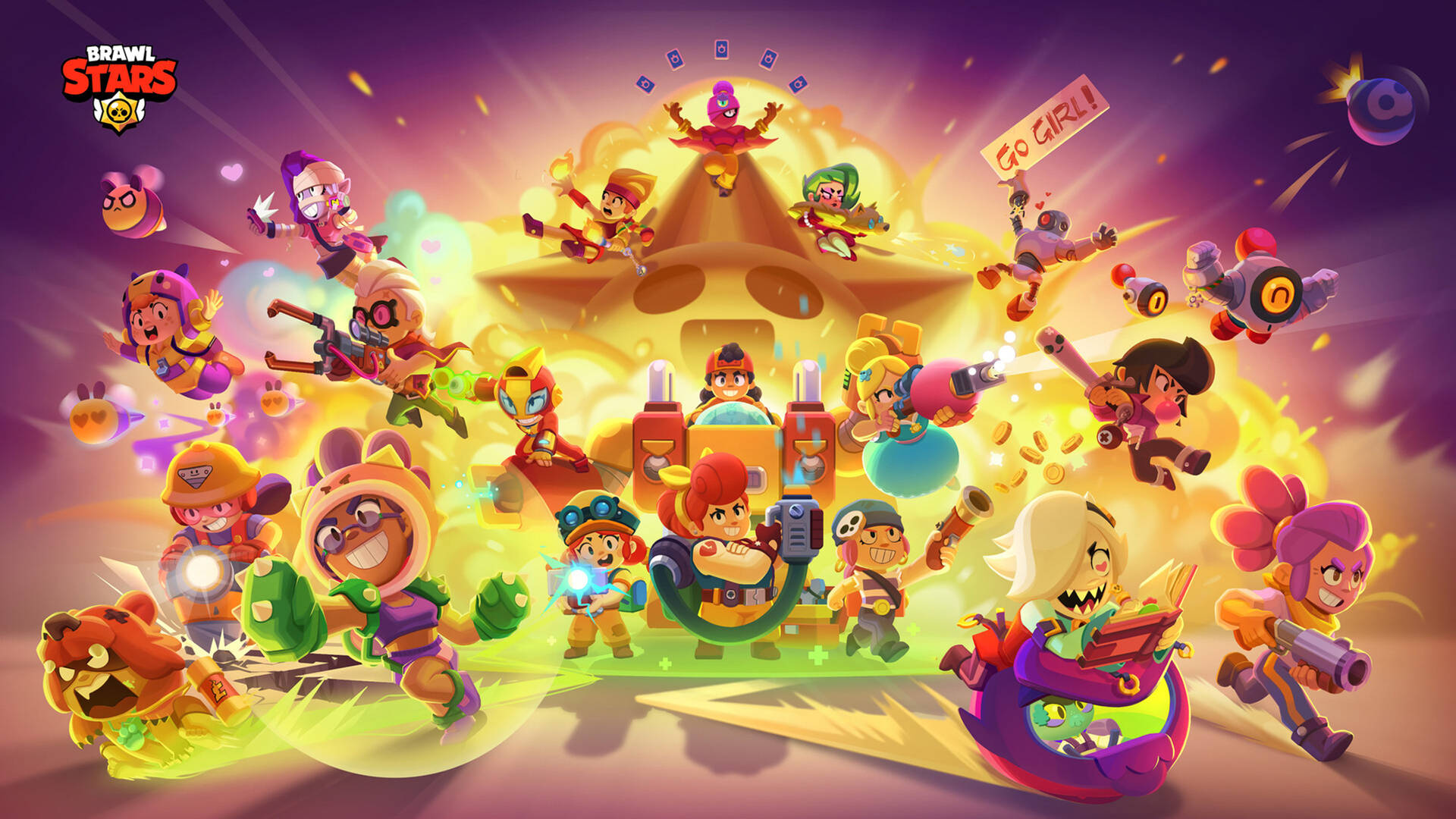 Brawl Stars group character art - vibrant, bold character designs of the type that drives performance in mobile game advertising creative